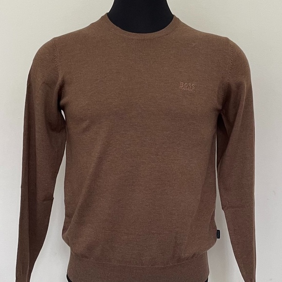 New Hugo Boss Crewneck Brown Camel Wool Sweater Pullover - Picture 2 of 7